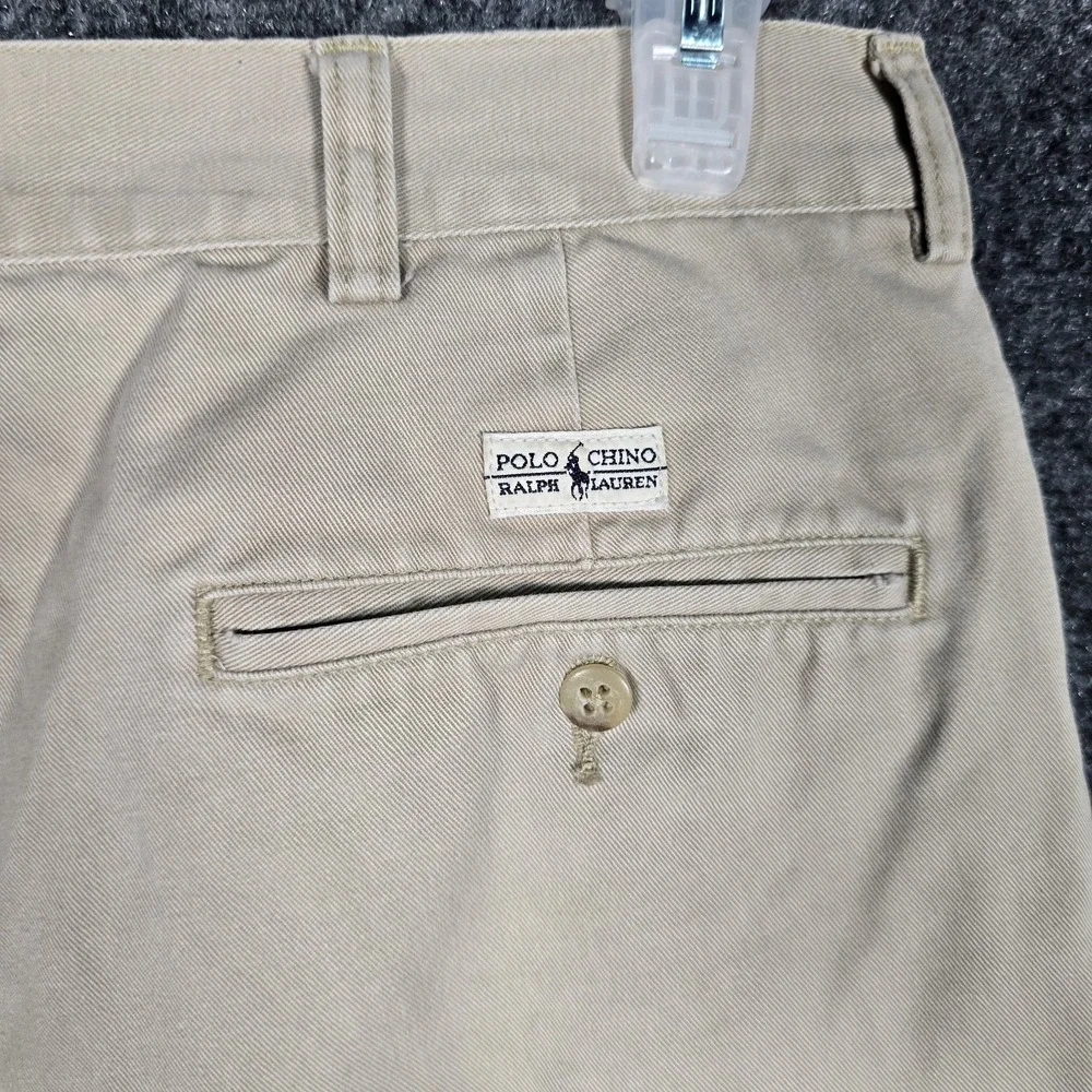 Vintage Polo Ralph Lauren Tyler Shorts Mens 34 Beige Short Pleated Cotton Preppy